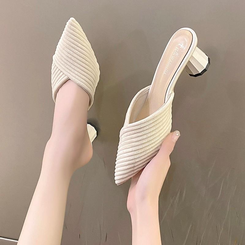 Women'S Summer Pointed Toe Sandals Low Heeled Sandals Women'S Summer Casual Fashion Sandals Anti-Odor And Non-Slip