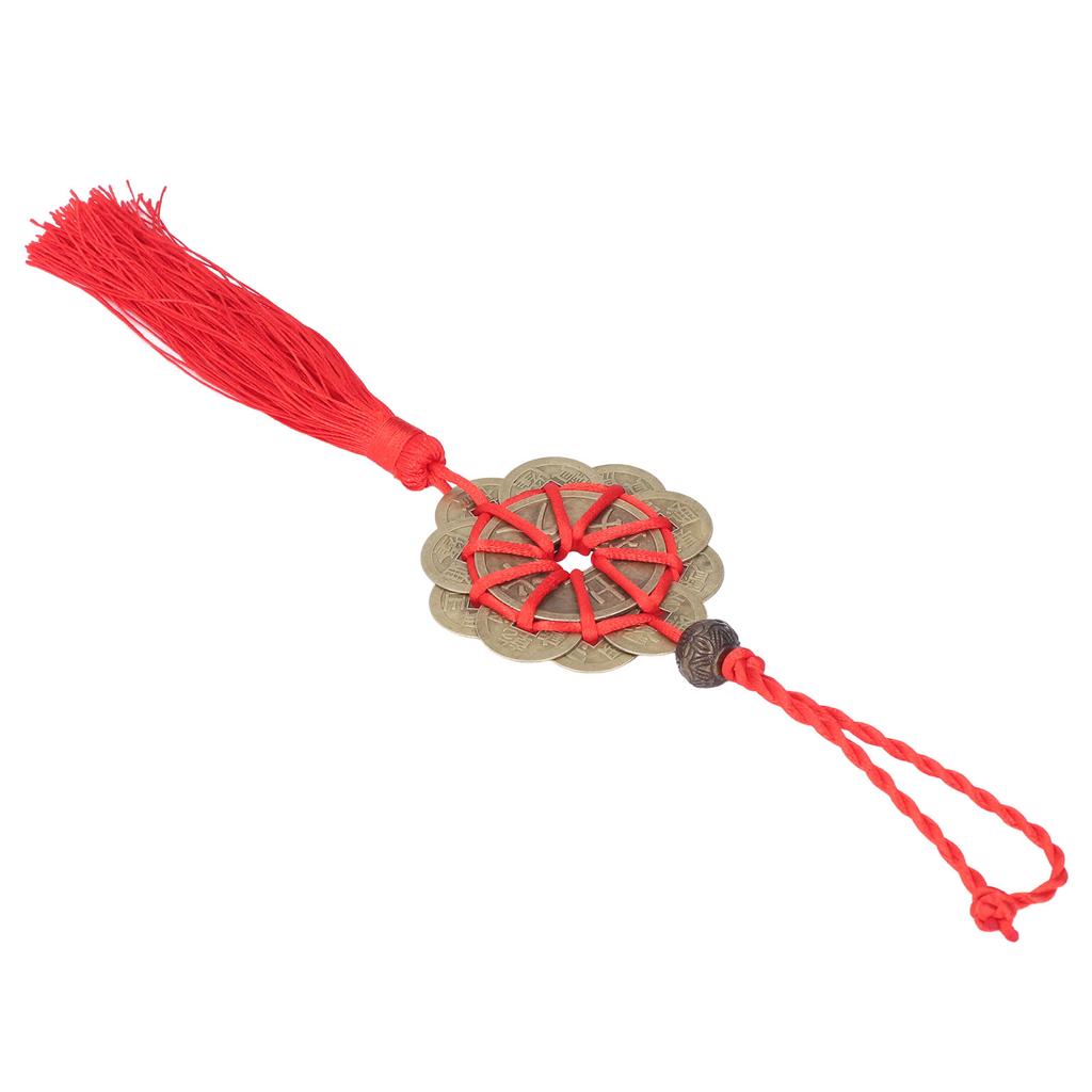 Chinese Feng Shui Fortune Money with Red String Hanging Ornament for Chinese New Yr Decoration
