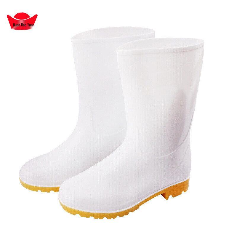 Jinbaoyuan White Anti-Slip Industrial Rain Boots 44