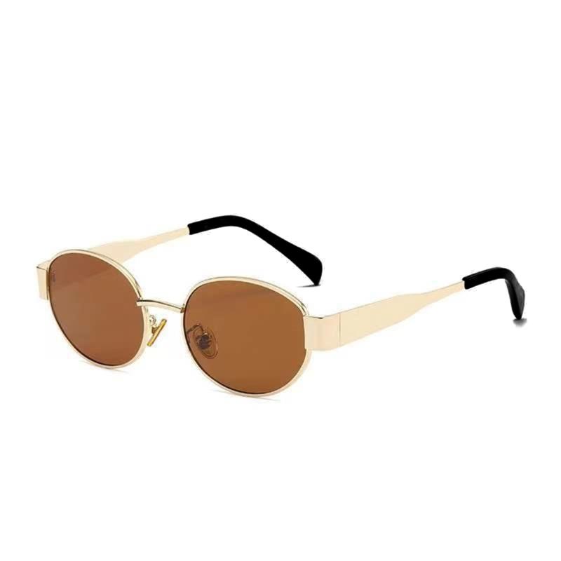 UV Protective Sunglasses for Adult Man Women Metal Oval Frame Sunglasses Sun Protections Sun Glasses Camping Sunglasses