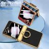 ZFlip5 Magnetic Hinge Leather Ring Case - Foldable Screen, Creative & Simple Design