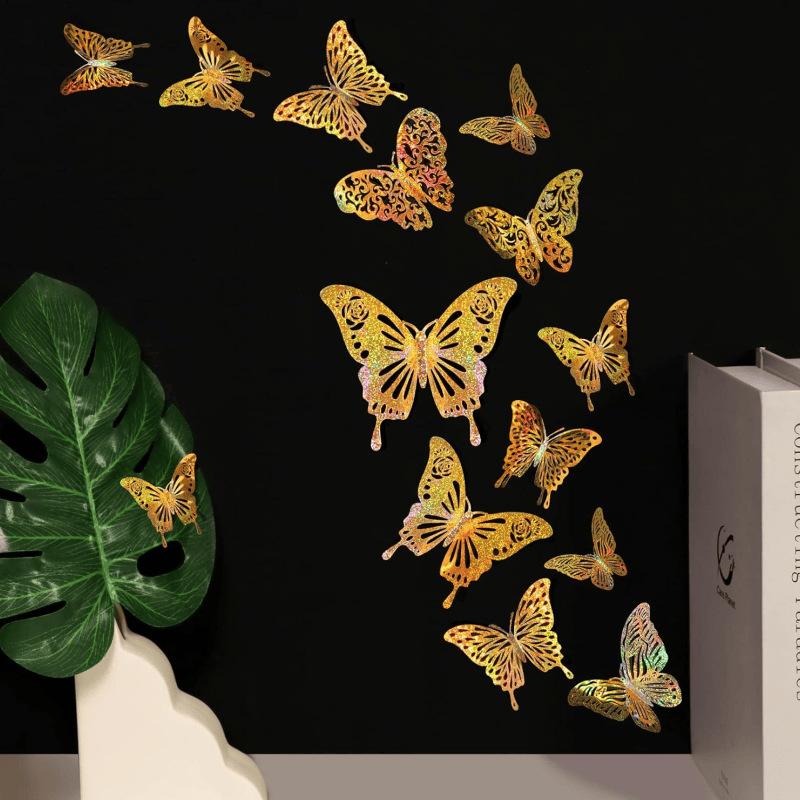 48Pcs/4Set 3D Butterfly Wall Decor 4 Styles 3 Sizes,Butterfly Decorations For Butterfly Birthday Party Cake Room Decorations
