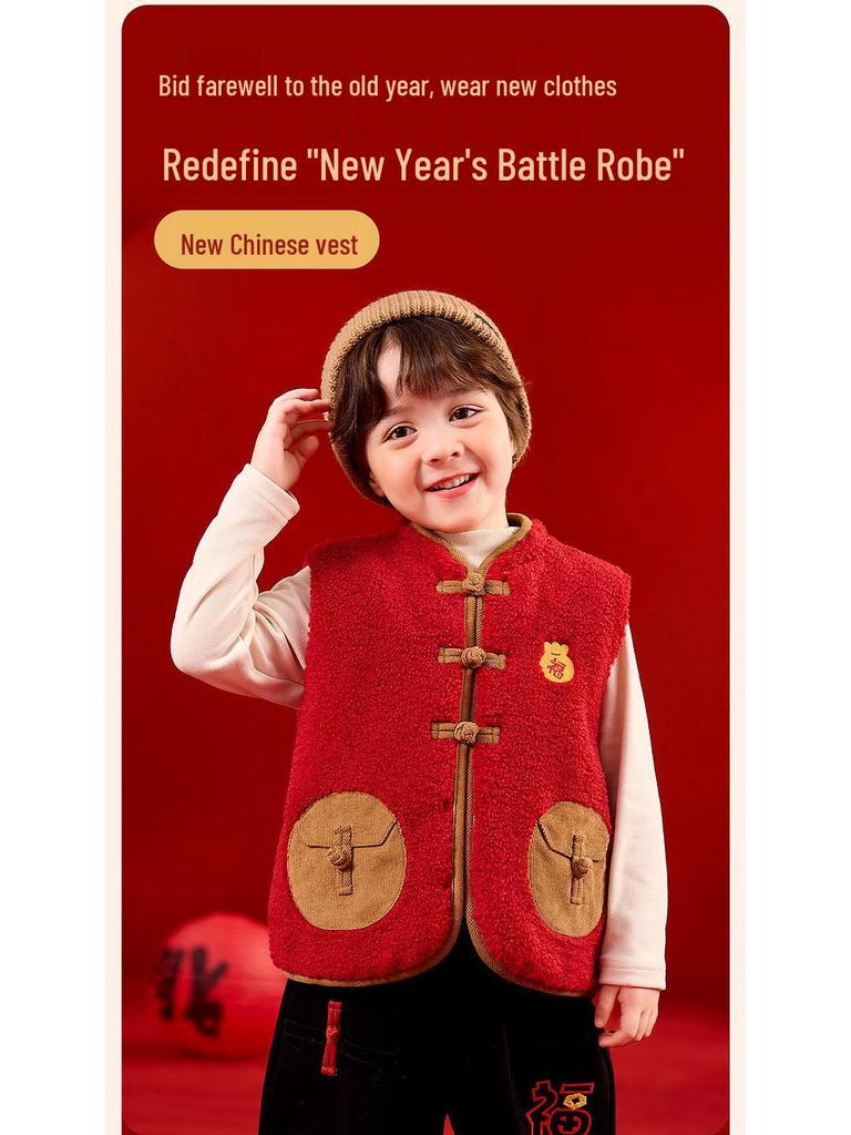 Dudujia Children's Tang Suit Vest - New Year Sleeveless Jacket for Boys & Girls