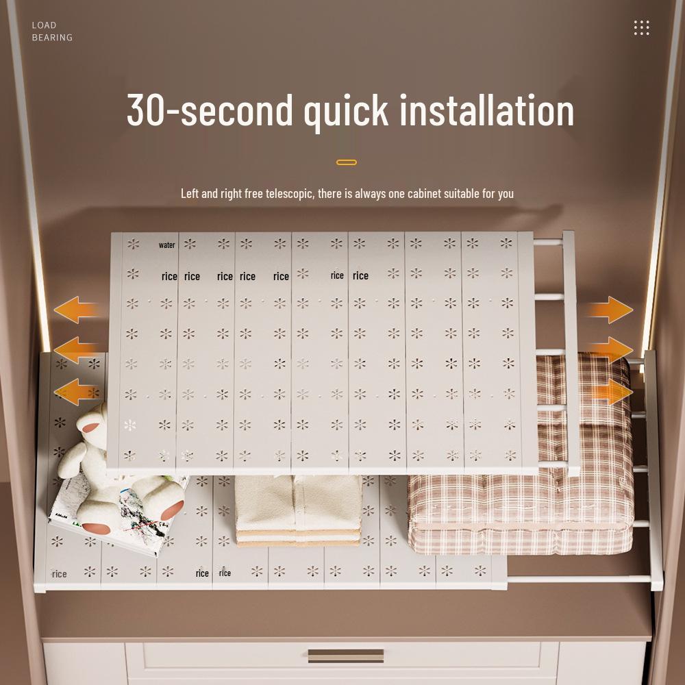 Wardrobe Layered Rack Cabinet Partition: No-Drill Retractable Shoe & Kitchen Storage Divider.