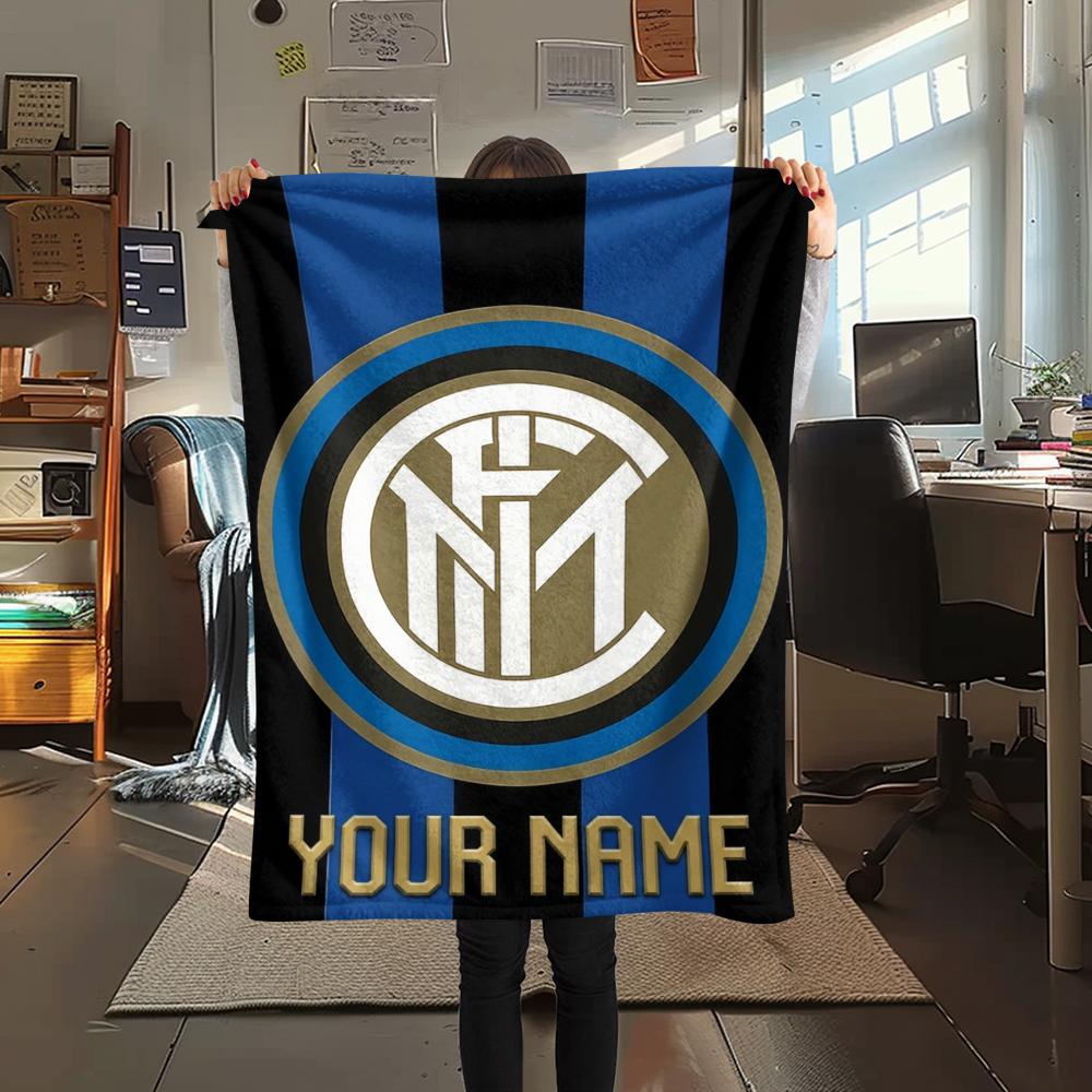 1 Stück Individueller Name Inter Mailand Gemustert Flanell Decke Geeignet für Alle Jahreszeiten für Heimdekoration Wärme und Komfort Geschenke Feiertagsgeschenk_xia