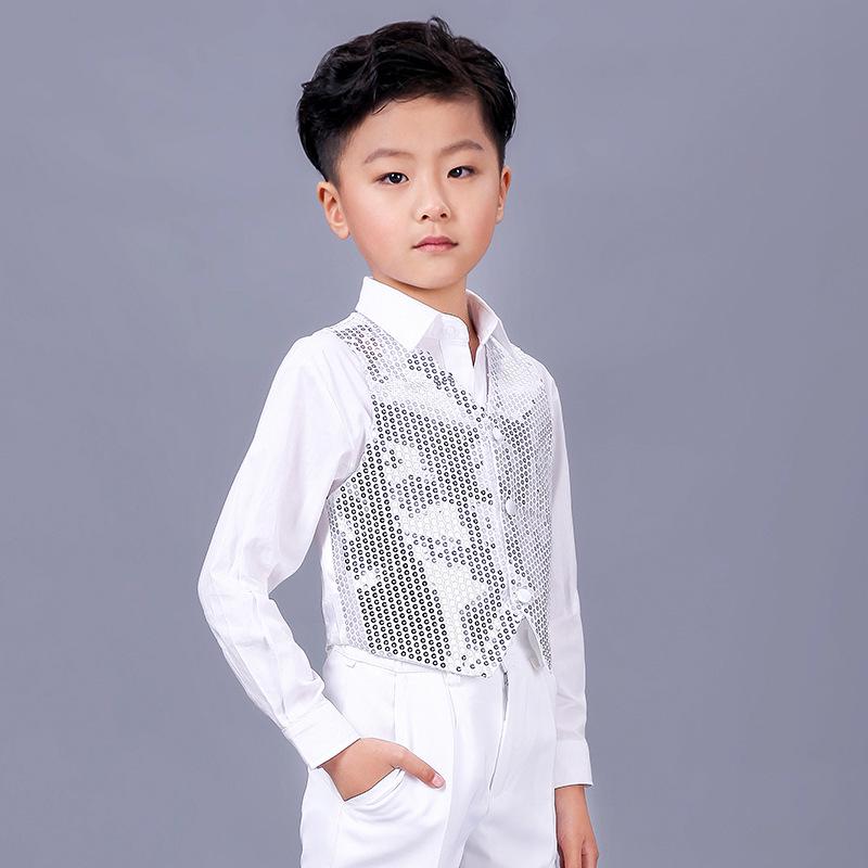 Children's Sequin Vest Dancewear: Jazz, Street, Catwalk Performance Costume for Girls and Boys