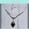 Gotische Rose Viktorianische Halskette Mit Schwarzem Glasstein Für Damen Halloween Accessoire
