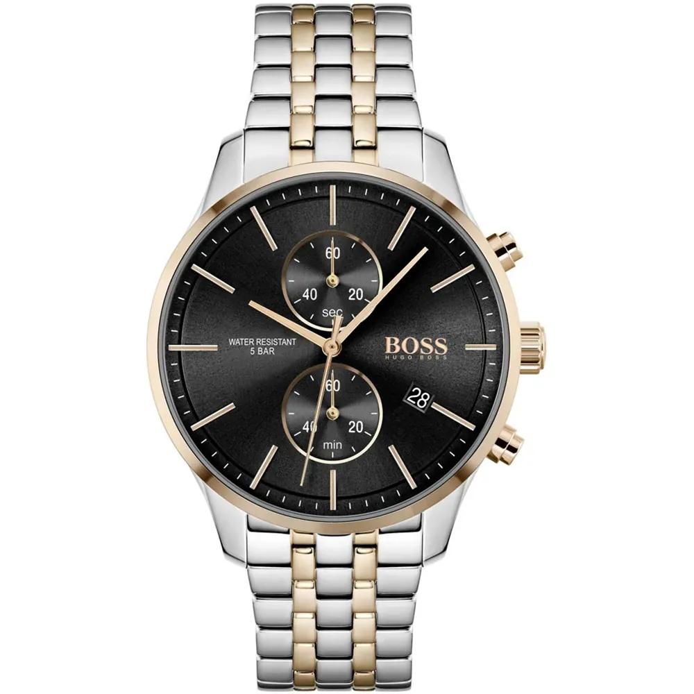 BOSS Associate Black Bicolor rose Metal Men s Quartz Watch 1513840 чёрный