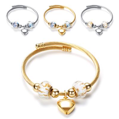 Diy Perlenarmband Damen Titanstahlarmband Offenes Herz Goldarmband