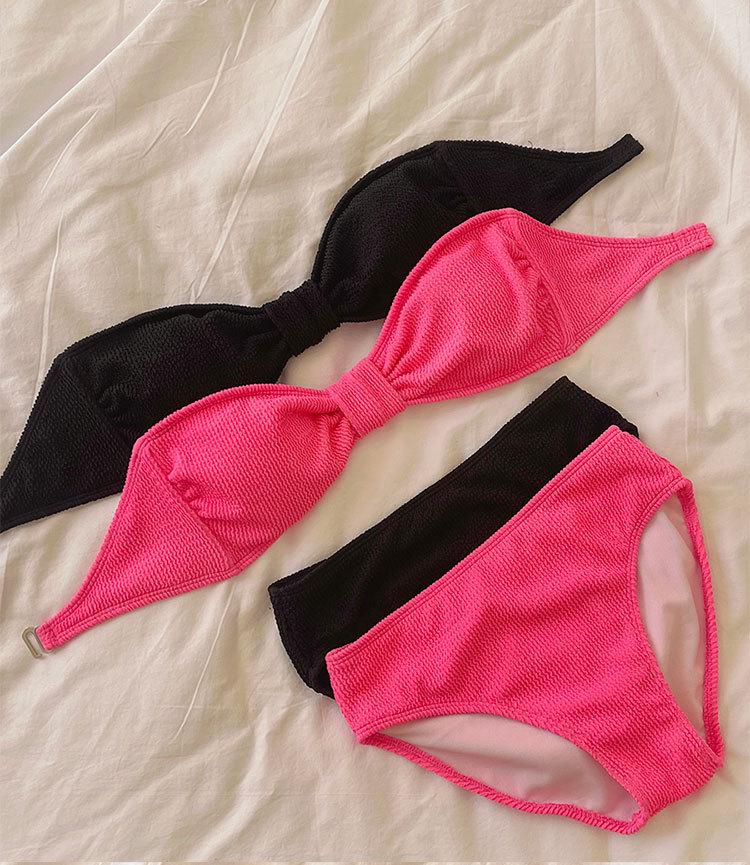 Trendy Korean Sexy Tube Top Triangle Bikini Set for Women - Beach Style