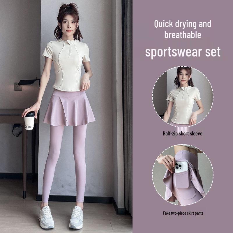 Women's Summer 2024 High-End Sportswear Set: Climbing, Running, Badminton, Yoga Skirt & Pants