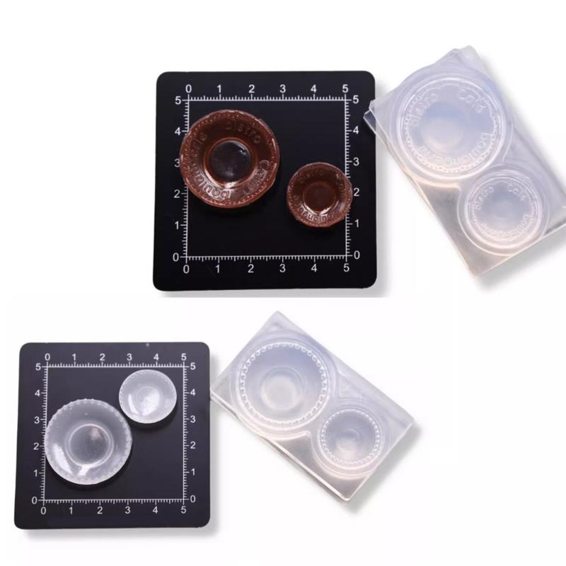 Practical Pendant Molds Plate/Bowl Shape Handmade Ornament Moulds Silicone Texture for Clay Wax and Resin Crafting