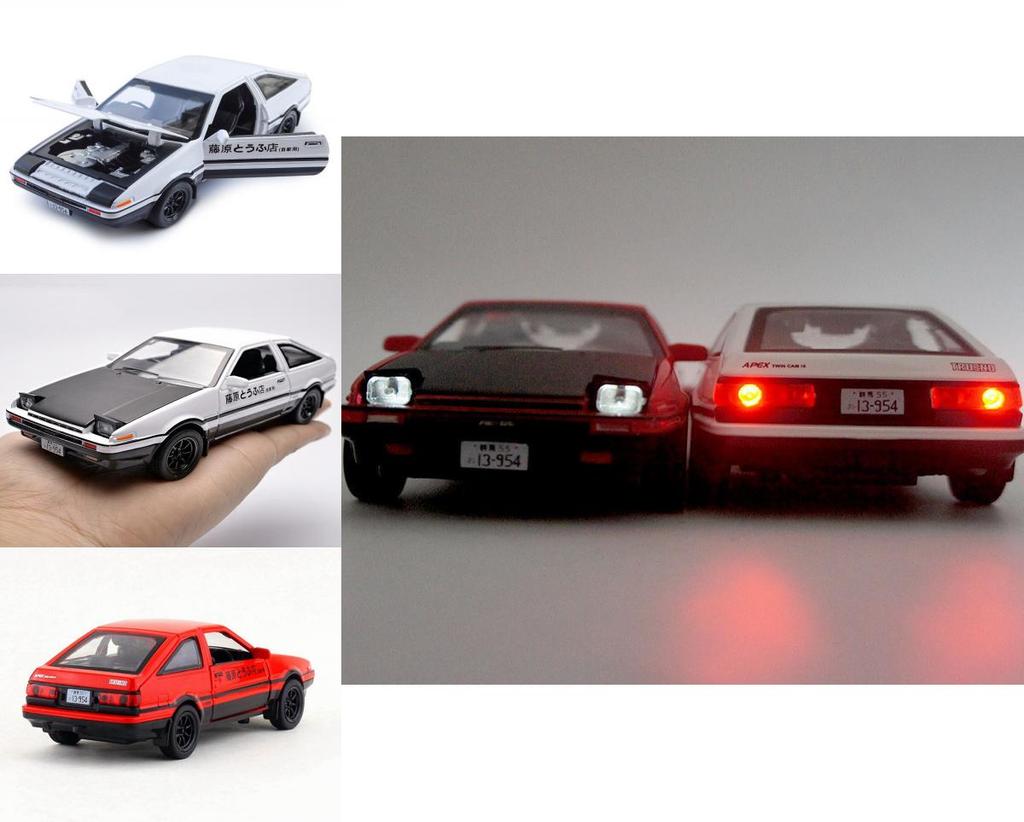 Authentic 128 Initial D Toyota Trueno Ae86 Diecast Model Car With Sound And Light Features