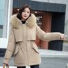 Cappotto Piumino Invernale da Donna di Media Lunghezza in Cotone con Collo in Eco Pelliccia Caldo Foderato Vestibilità Aderente Disponibile in Taglie Forti