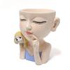 Decorative Girls Flower Pot Elegant Resin Desktop Flowerpot Creative Succulent Plant Pot  Balcony