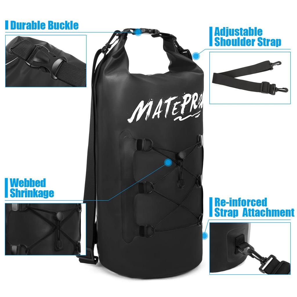MATEPROX Waterproof Dry Fully Large Includes Waterproof Perfect for and Outdoor Activities Bag, 10L/20L Drum-Shaped, Waterproof, Foldable,