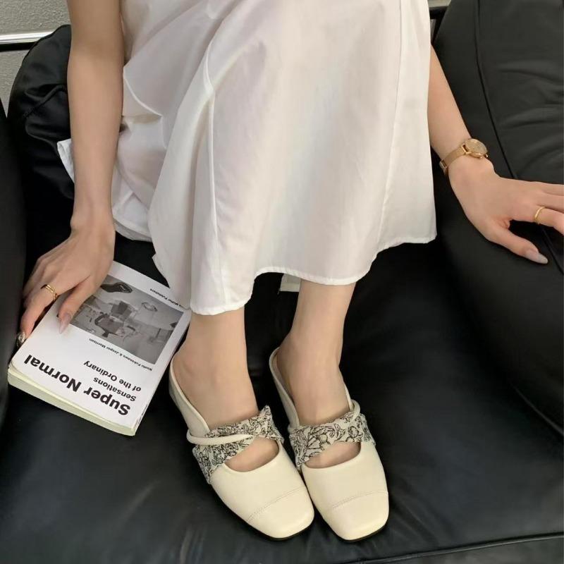 Inner Heightening Bag Head Half Slippers Women's Summer Outer Wear New One-pedal High-heeled Mary Jane Single Shoes Sandals