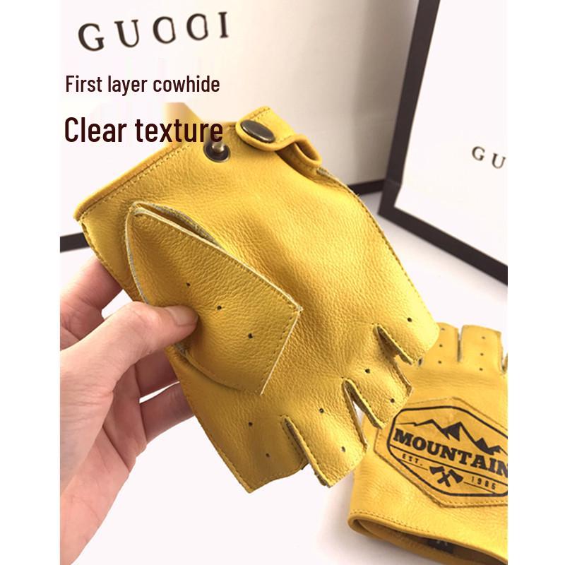 Men's & Women's Motorcycle Retro Fingerless Leather Riding Gloves
