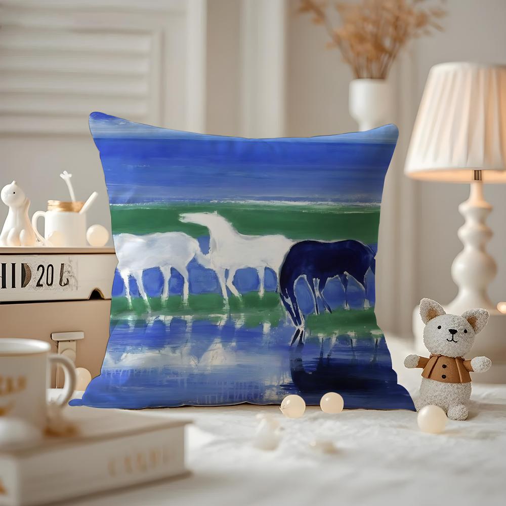 The Art Of Taking Dreams As Horses Cushion Cover Pattern Printed Pillowcase For Living Room Sofa Cushion Cover & Bedroom Decor