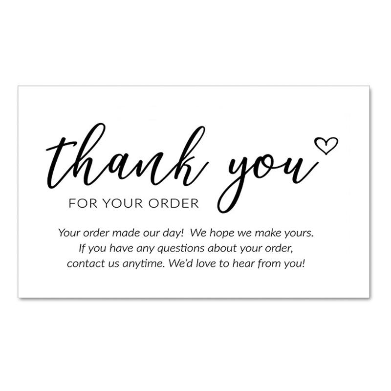 50-Pack White Thank You Greeting Cards for Holiday Gift Packaging and Decoration