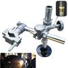 Suport Sudură Torță în Formă de Cruce, Pro, Sigur și Compact, Suport Modern Argintiu pentru Scule, Înălțime Reglabilă 0-200mm și Interval Clemă 8-43mm