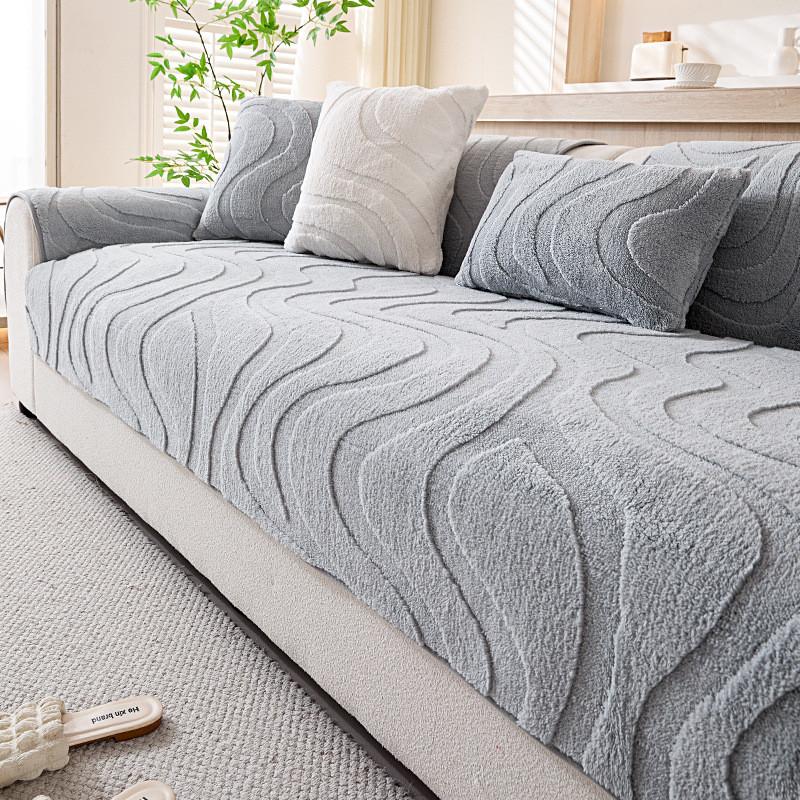 Winter Thicked Warm Sofa Cushion Non-Slip Anti-Cat Scratch Durable Dustproof Seat Pad Cover Machine Washable Home Decor 1seat 70x70cm-1pcs светло-серый