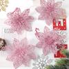 5Pcs 13cm Glitter Christmas Decoration Artificial Flowers Xmas Tree Ornament for New Year Navidad Home Decor Garland Accessories