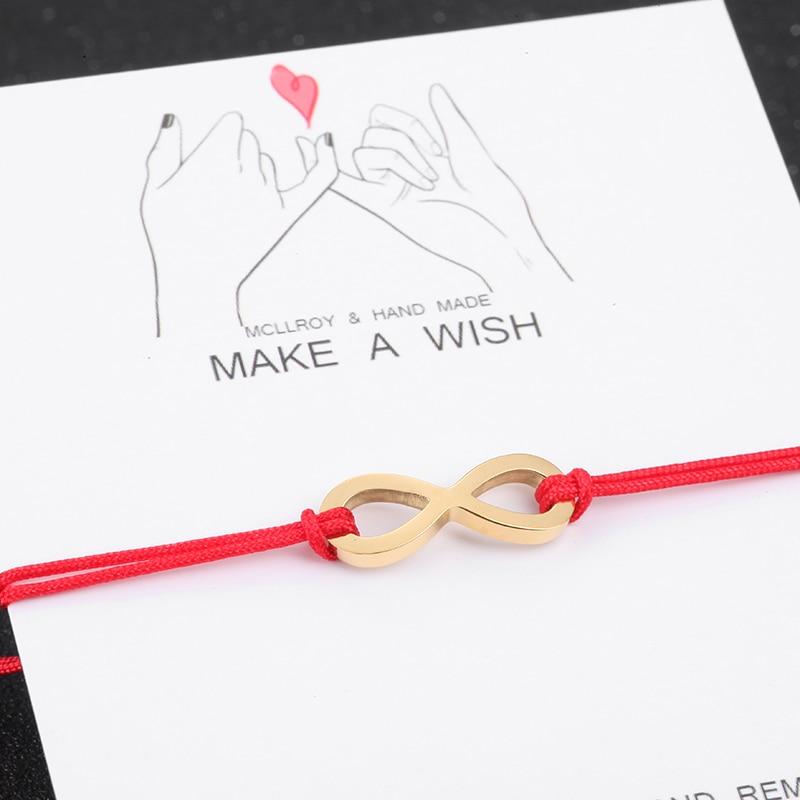 Couples Red Bracelets Women Stainless Steel Beads Infinite Love Black Rope Bracelet Women Weaving Adjust Bracelet For Women Gift