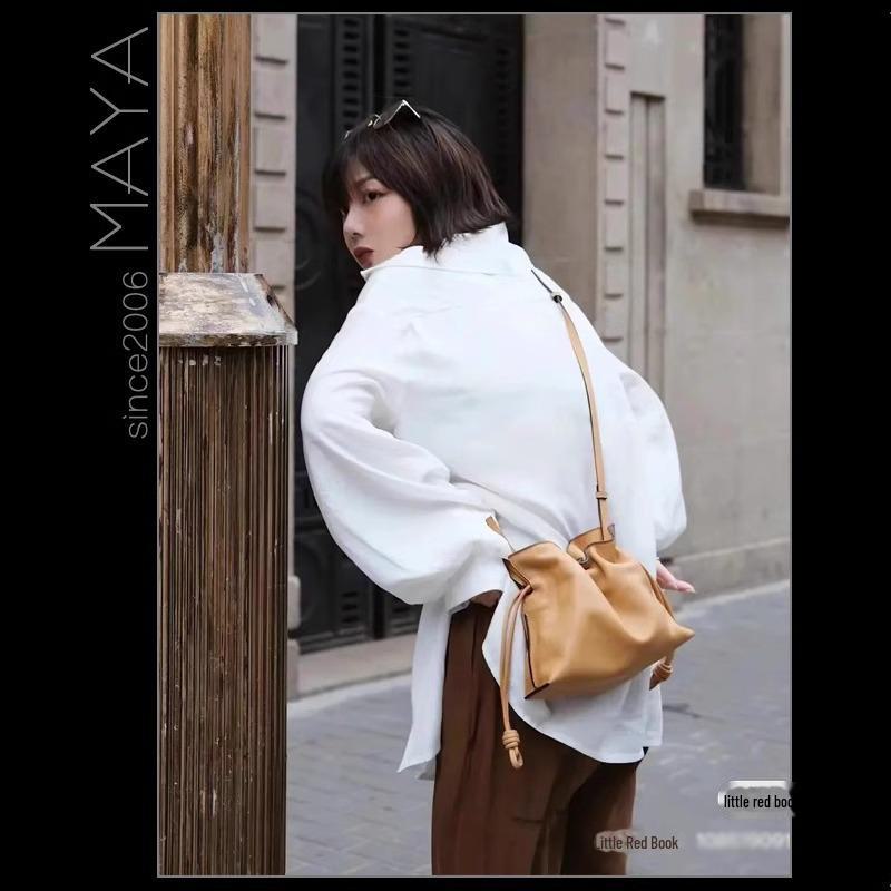 2024 Luojia Měkká hovězí kůže Kbelíková taška: Všestranná velká a malá kabelka, taška přes rameno a taška messenger pro ženy