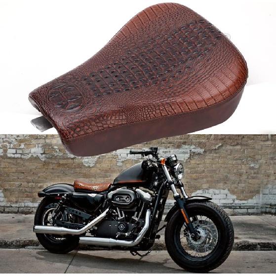 Motorcycle Crocodile Brown Driver Solo Seat Soft Front Cushion Compatible for Harley Sportster XL883 Forty Eight 48 XL1200X Seve