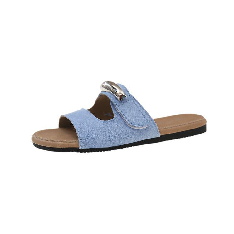 Internet celebrity super fire Velcro flat bottom slippers women's summer fashion wear soft bottom ugly cute summer casual cool slippers