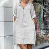 2026 New Women's Casual V-neck Discounted Long-sleeve Solid Color Loose Dress