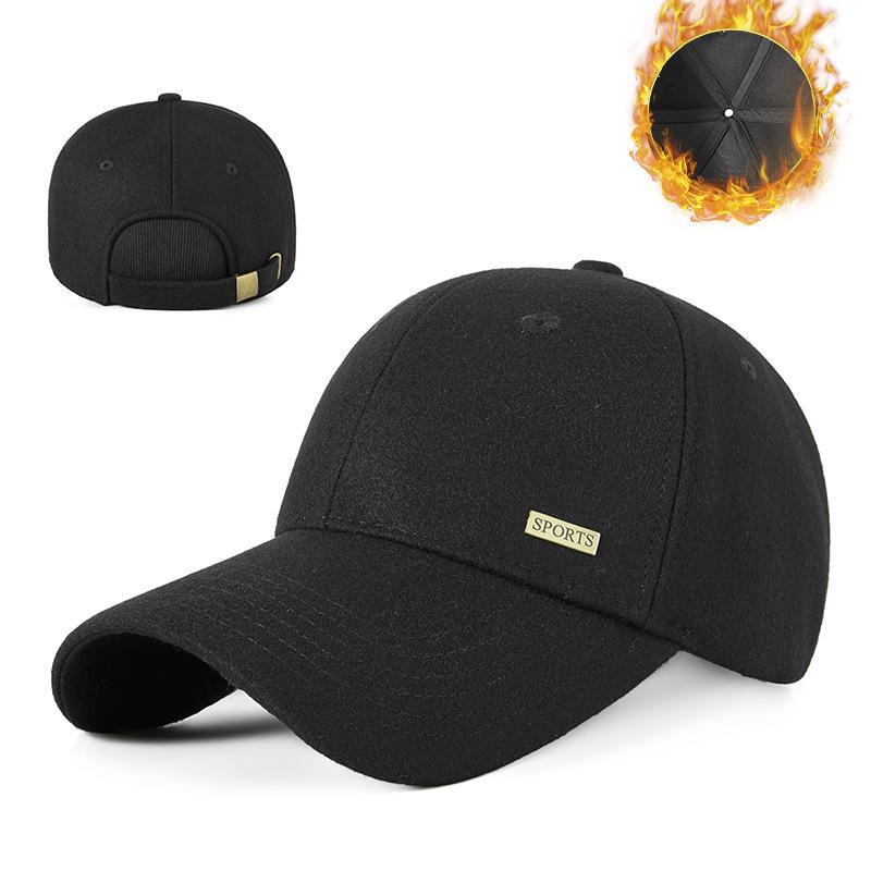 

Winter Woolen Men s Baseball Cap for Large Head, Duckbill Design, for Middle-aged and Elderly M (56-58cm) чорний