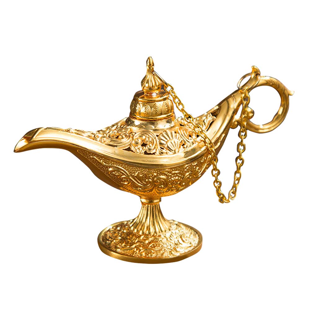 Zinc Zinc Alloy Home Decor Hollow Out Desktop Decor Ornaments Aladdined Magic Lamp Incense Holder Tea Pot