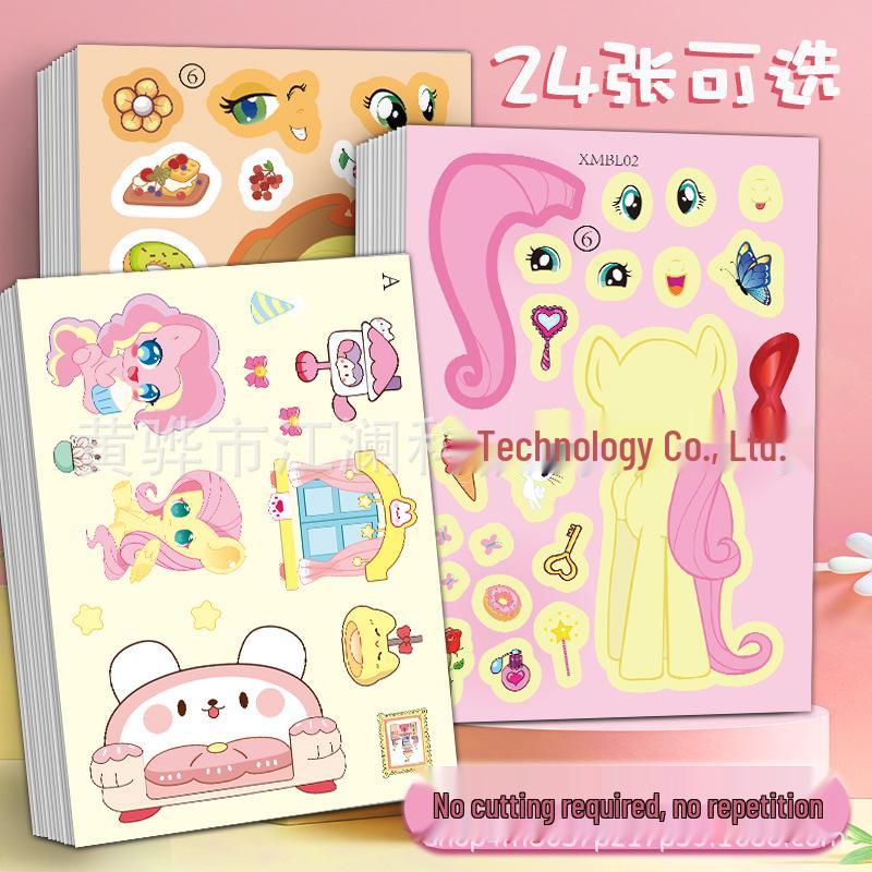 Pony Roro Cartoon Animation Collage Stickers: Fun DIY Face-Changing Decorative Stickers for Kids 10x15cm