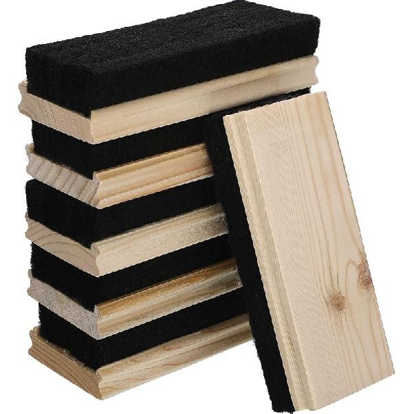 Felt Campus Style Erasers, Cleaner Dusters Felt Chalkboard Eraser for Kids Wood Chalk Eraser for Chalkboard Cleaners Dusters for Markers White Black