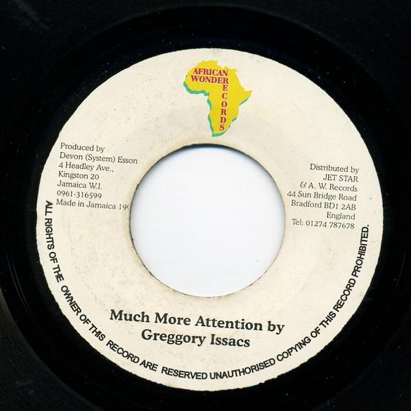 

7inch Record GREGORY ISAACS - Much More Attention NONE African Wonder UK Reggae, Ska & Dub Used