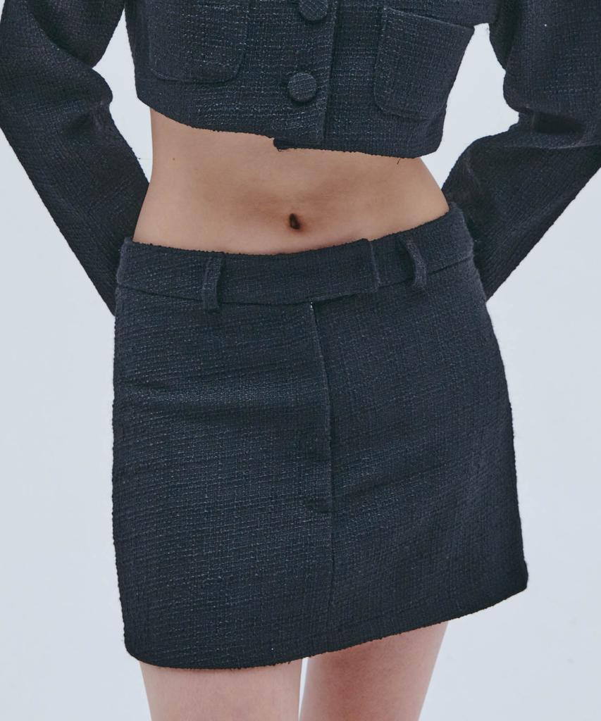 Etosome Tweed Collarless Skirt (Black)