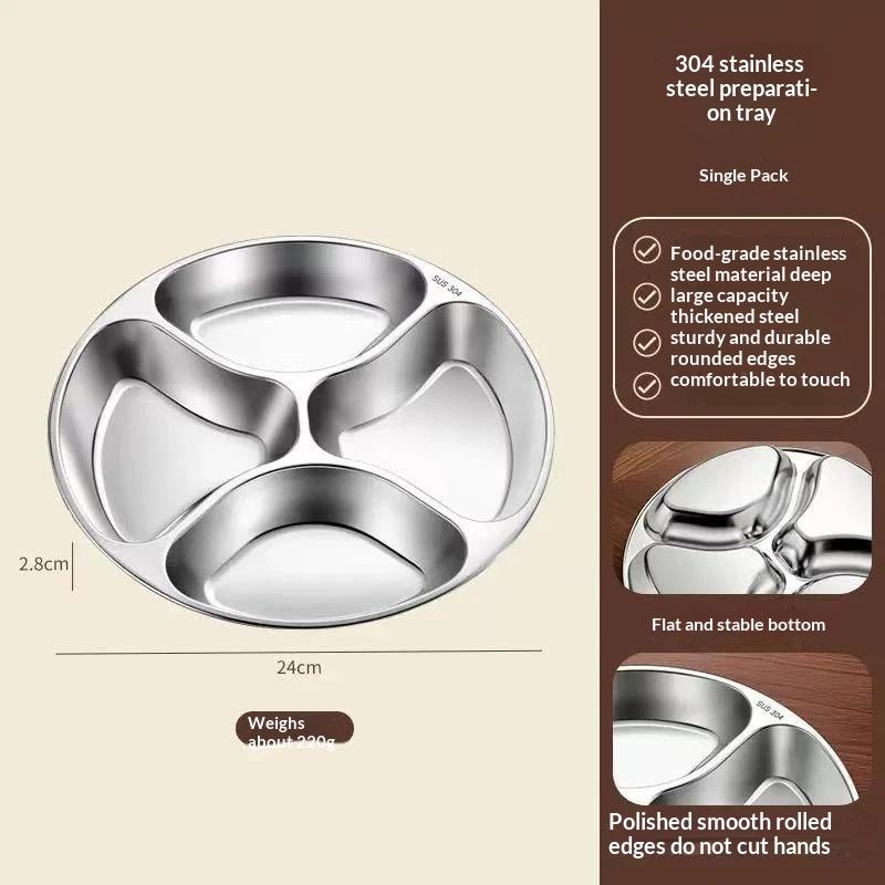 1Pc Stainless Steel Multi-Grid Plate Divider Plate Household Multi-Functional Fruit Pot Onion Ginger Garlic Preparation