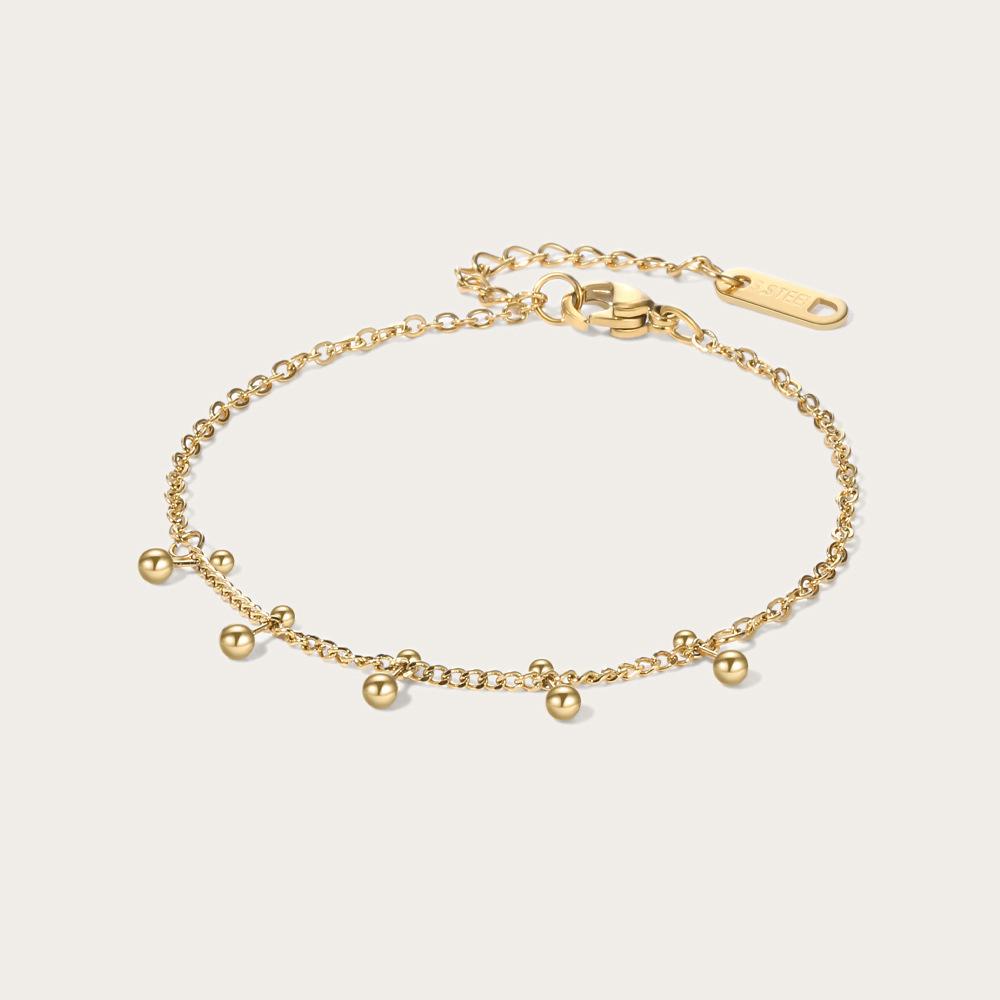 

Французский многослойный тонкий браслет из нержавеющей стали, винтажный кулон Mangxing, позолоченный браслет из титановой стали с ручным бисером