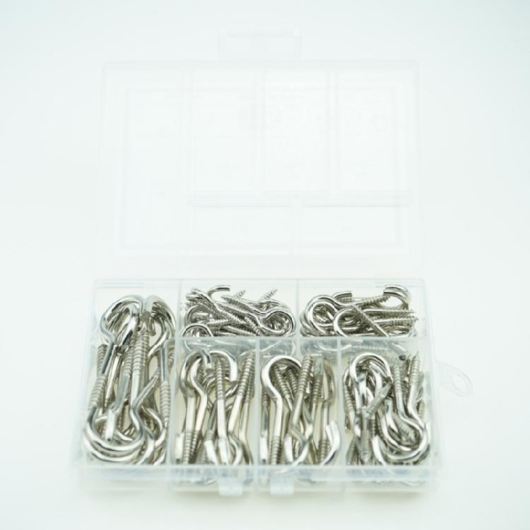 115pcs Metal Ceiling Hook Comprehensive Silver Steel Hook Practical Screw Hooks for Organizing Kitchenware and Tools