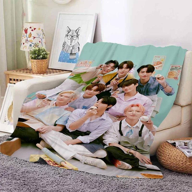 Warm Fluffy Throw Blanket for Bed Sofa Ateez Kpop Fleece Custom Decorative Nap Blankets King Size Microfiber Home Textile