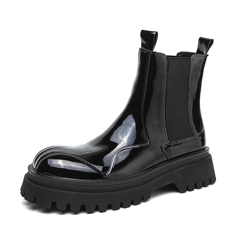 

Golden Sapling Men s Boots Green Patent Leather Shoes Comfortable Platform Ankle Boot Men Leisure Party Footwear Leisure Flats 44 чёрный