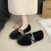 Retro versatile fashion design sense niche Mao Mao shoes women's 2025 autumn and winter new design sense outer wear cotton slippers