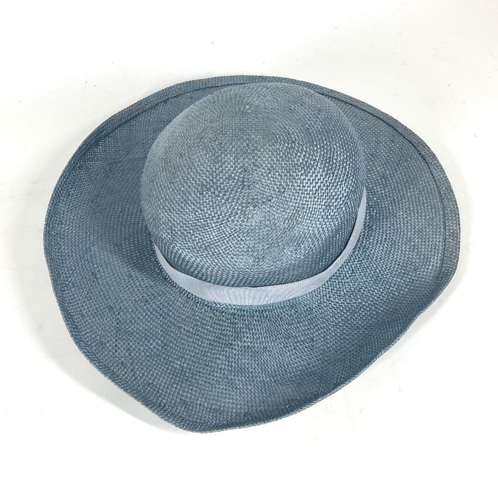CHANEL Summer Hat Straw hat Straw Hat Bicolor hat straw blue/Black