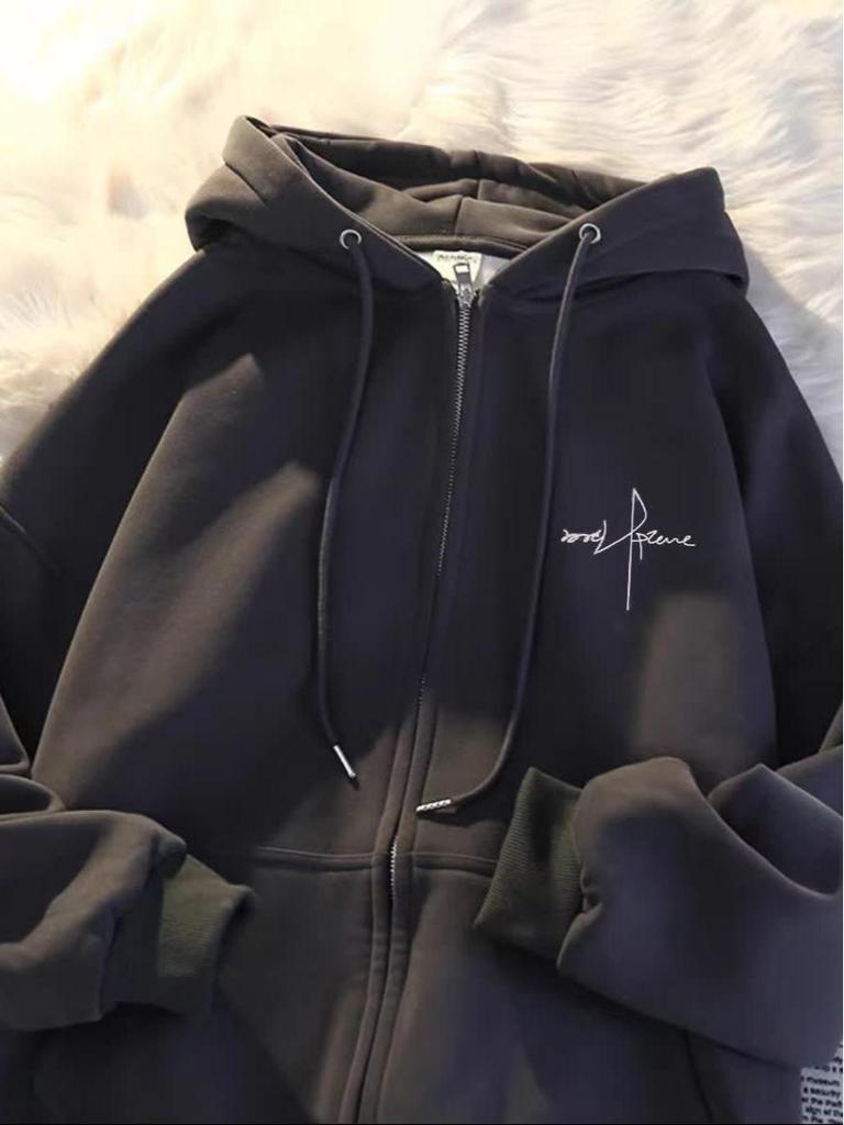 Unisex Trendy Graphic Hooded Cardigan: Versatile, Stylish, Loose-Fit Casual Drawstring Jacket