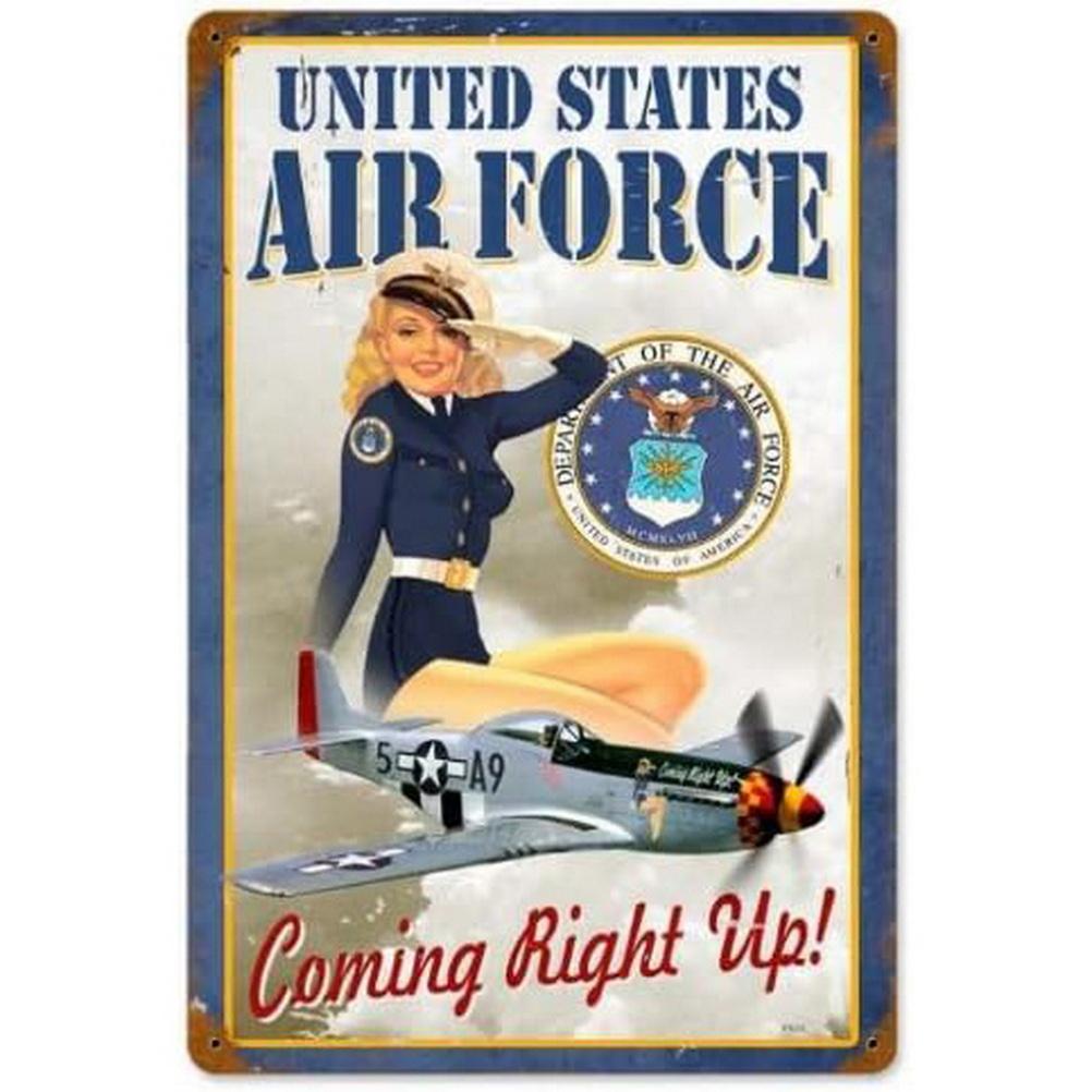 Military Pinup Girls Metal Tin Signs Vintage Plaque Plate Retro Wall Art Poster for Home Cafe Bars Pubs Iron Painting Decoration
