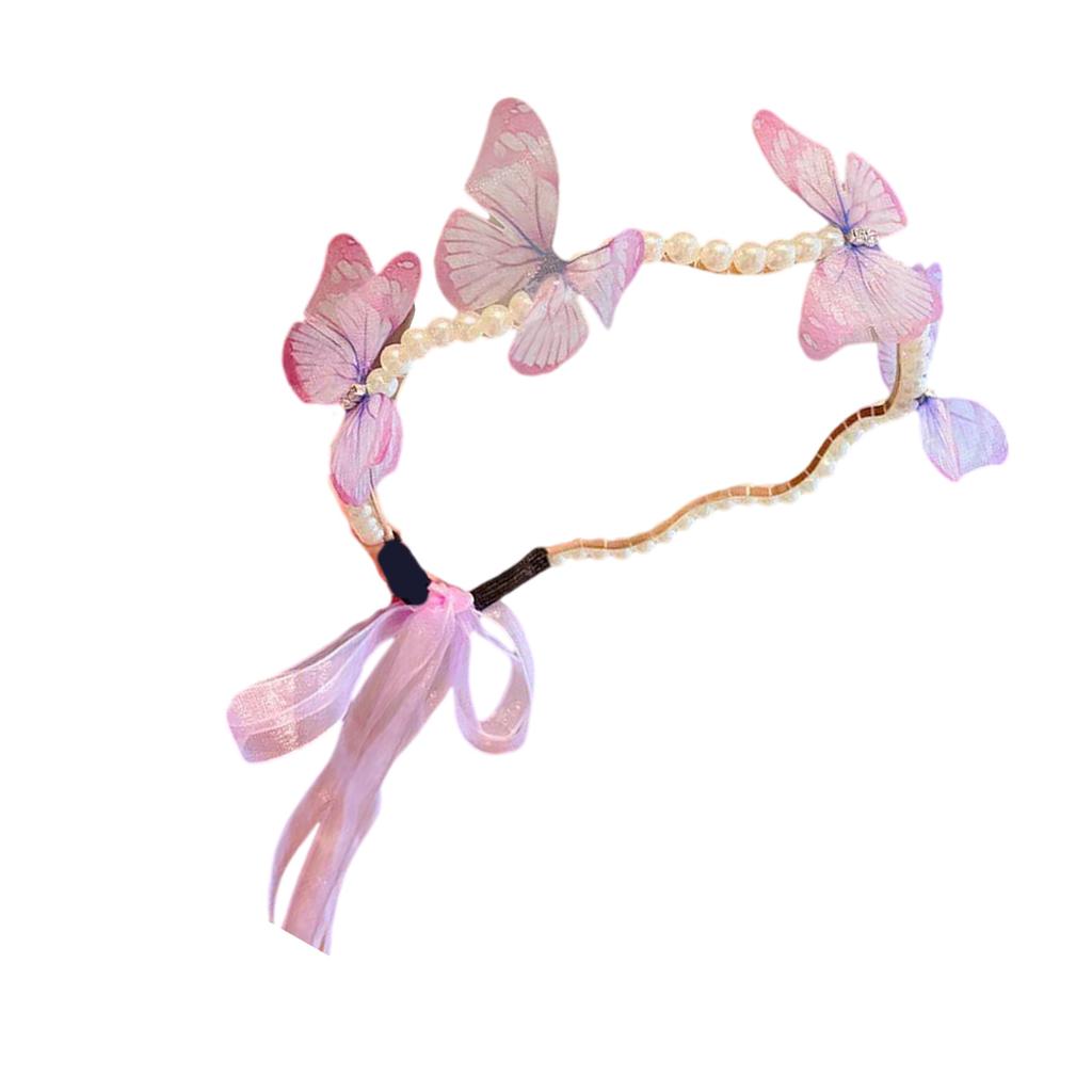 Luxurious Crown Hair Hoop Butterfly Birthday Party Elegant Pageant Water Drop Pearls Girl Wedding Costume Headwear