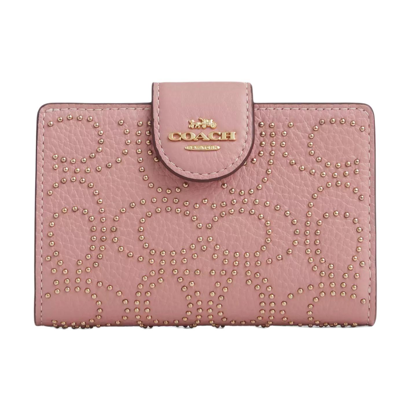 

Новый женский кошелек COACH из рафинированной шагреневой кожи, среднего размера, розовый, CX404-IMP02 13.0*1.5*8.4CM