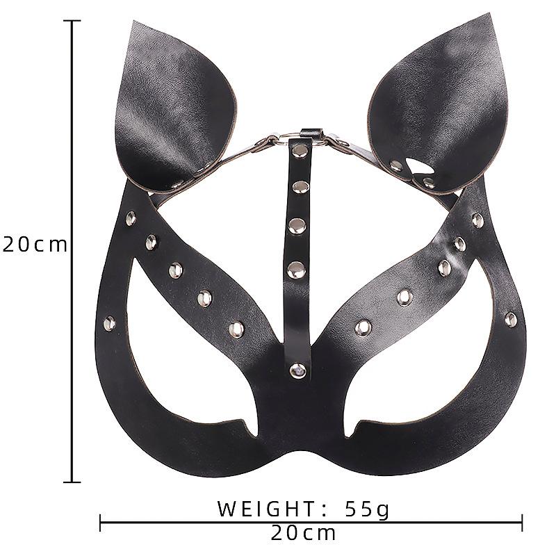 Black PU Leather Cat Face Mask